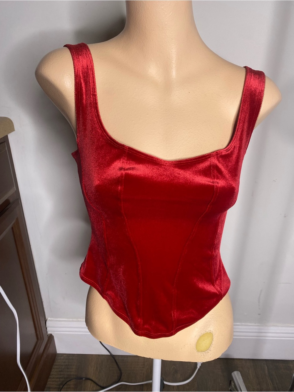 Nordstrom Red Satin Corset-Style Bandeau Top
